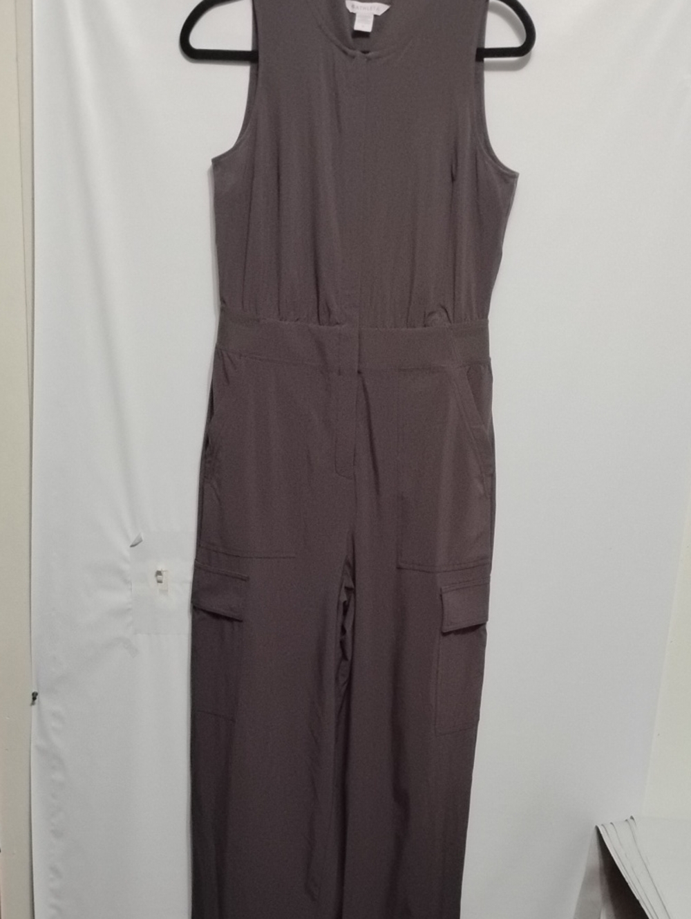 Athleta Brooklyn Utility Sleeveless Cargo Jumpsuit‎ in Taupe Brown